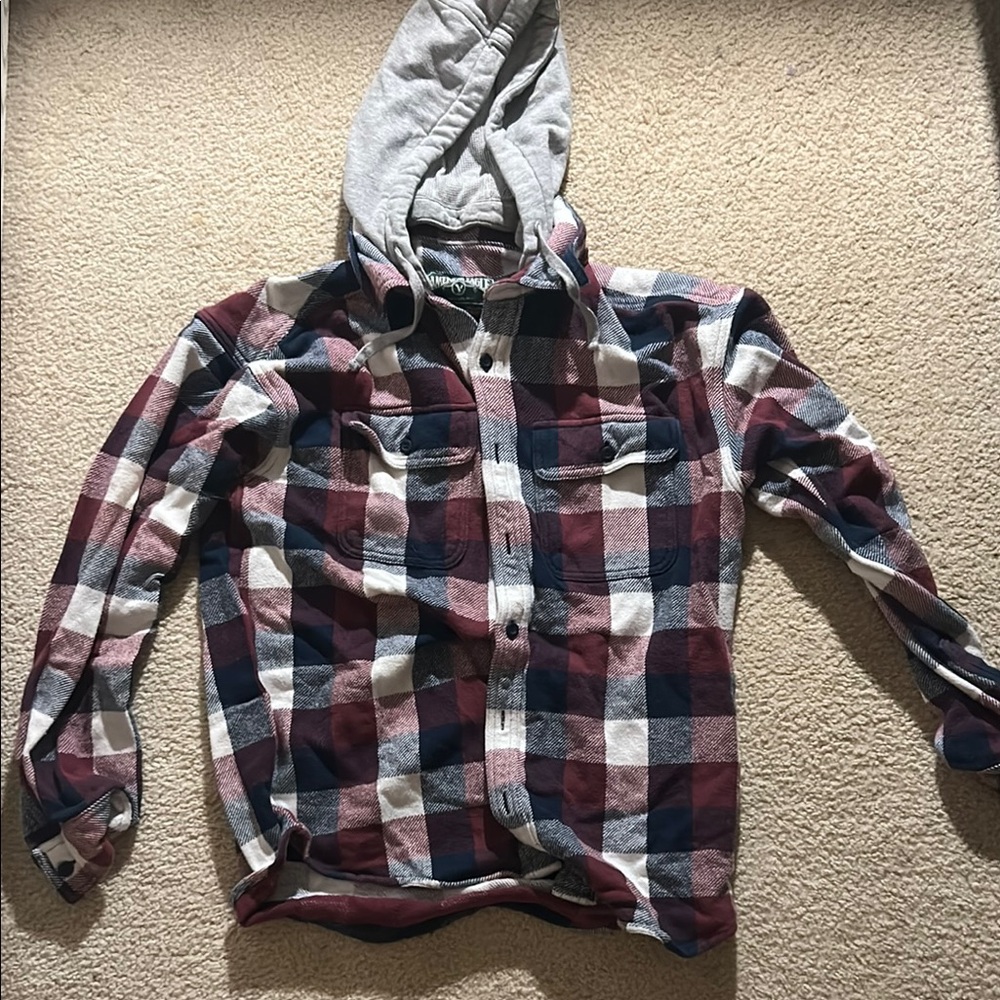 American Eagle Outfitters Checkered Hooded Shirt
